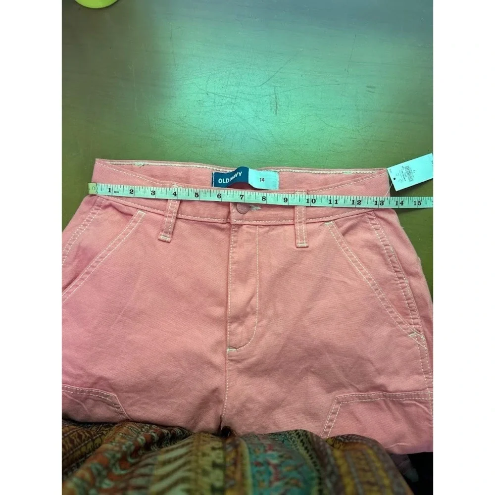 Old Navy Girls‎ Pink Carpenter Pants High Waisted Utility Canvas Size 14 NWT